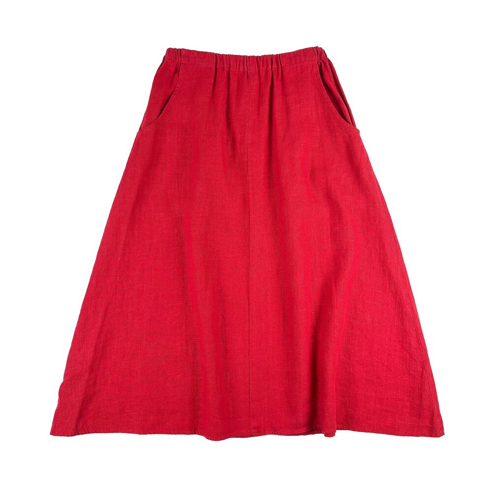 Coldwater Creek Linen Midi Skirt VTG Women Petite M Red A-Line Coastal Nautical
